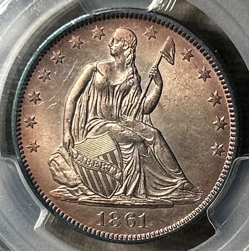 High Grade 1861-O Seated Liberty Half Dollar, PCGS Genuine, Cleaned Uncirculated