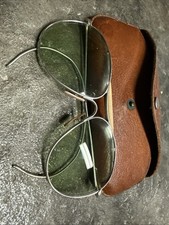 USA Vintage Aviator WWII Bausch  Lomb Army Navy Sunglasses Genuine Leather Case