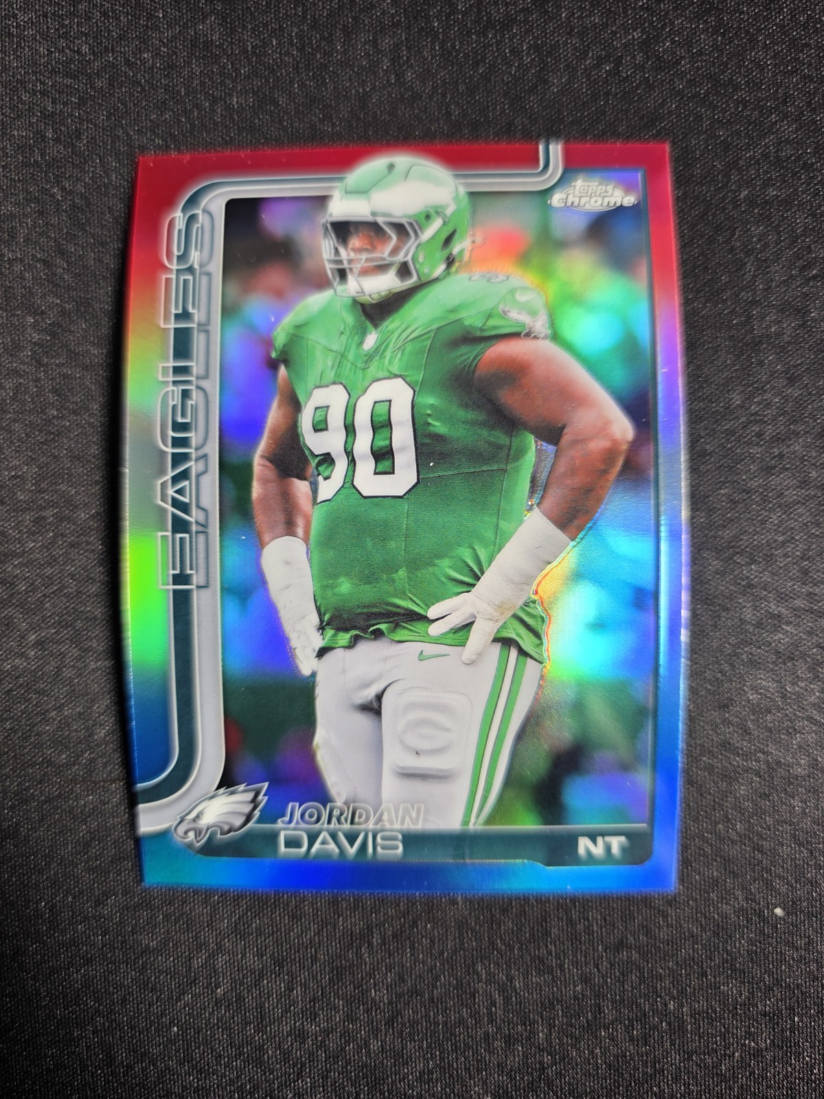 2025 Topps Chrome Jordan Davis #249 Red White and Blue Refractor Eagles