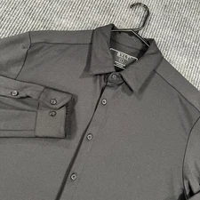 BYLT Premium Basics Shirt Mens Large Black Executive Fit Solid Long Sleeve Butto