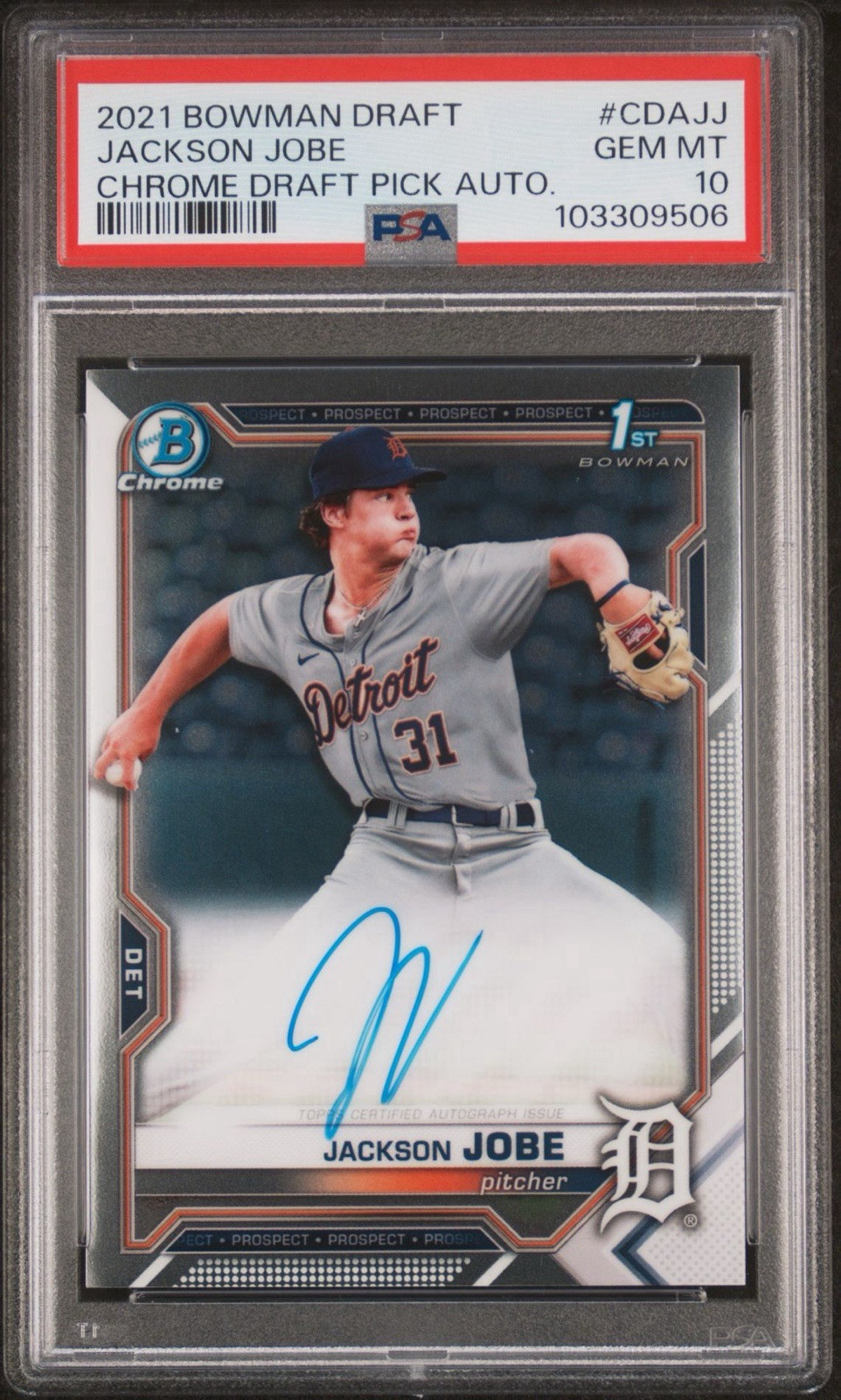 Jackson Jobe 2021 Bowman Draft #CDA-JJ Chrome DP Auto (1st) Price 