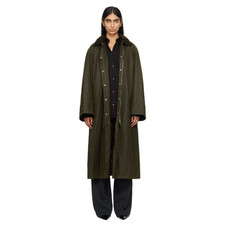 Toteme Forest Green Oversized Long Country Coat Insulated Waxed Jacket - SIZE 34