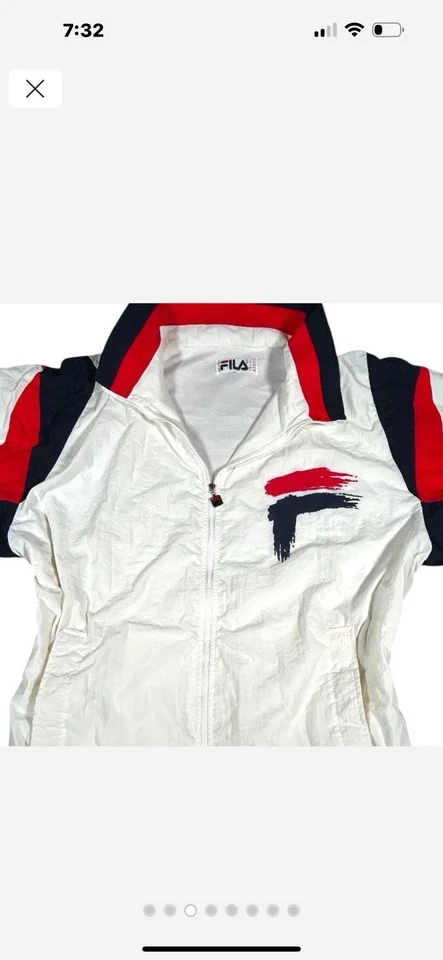 Fila Made In Italy Windbreaker Men’s Vintage 90’s Red Navy Brushstroke Logo - Image 3 of 4