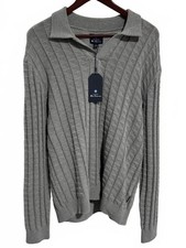 Ben Sherman Gray Cable Knit Sweater with Collar
