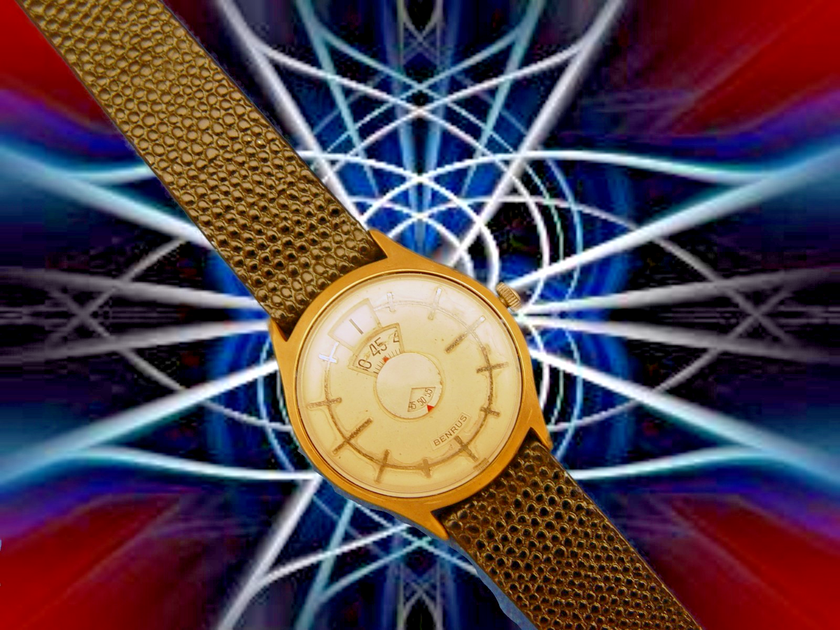 5ERVICED & WARRANTY* M *BENRUS* 1952 JUMP HOUR DIAL-O-RAMA RARE