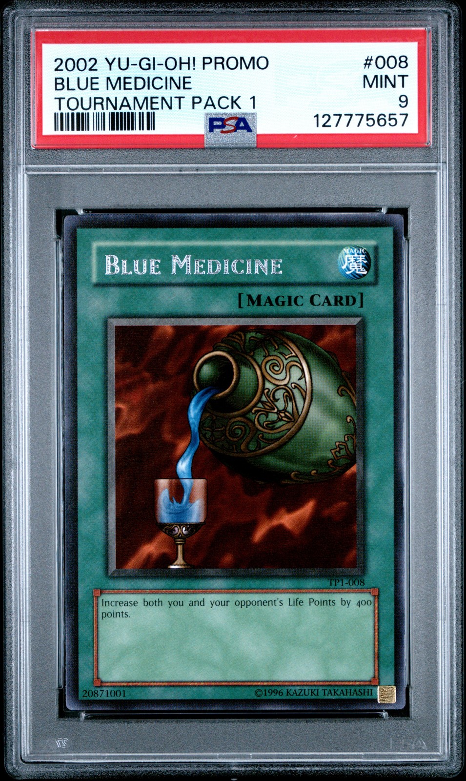 2002 YU-GI-OH! PROMO TP1-TOURNAMENT PACK 1 #008 BLUE MEDICINE PSA 9