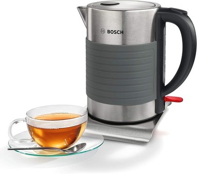 Bosch kabellos Wasserkocher TWK7S05, Abschaltautomatik, 1,7L 2200W, schwarz/grau