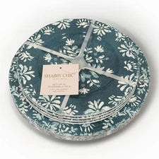 Shabby Chic Blue Floral Melamine Dinner & Salad Plate Set 8pc