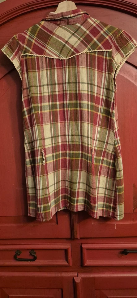 Younique XL Western Plaid Tunic Pearl Snaps Long Tunic No Belt Red Brown EUC - Изображение 4 из 4