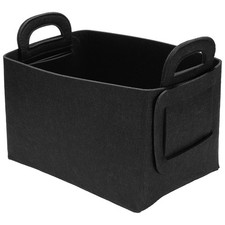 Felt Storage Bin, 11x7x5.9" Felt Storage Box with Handles, Black