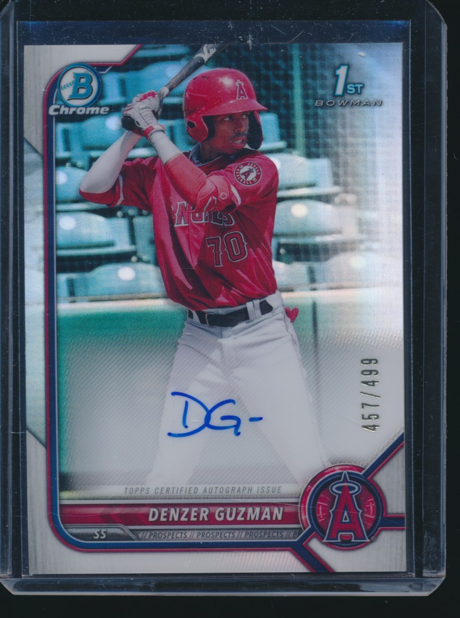 DENZER GUZMAN AUTO 1st 2022 Bowman Chrome Prospects REFRACTOR #/499 Angels RC