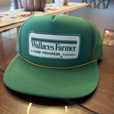 Vtg 1980s WALLACES FARMERS A FARM PROGRESS Advertising Snapback Hat Truckers Cap