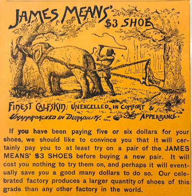 1886 James Means Calfskin Shoe Orange Advertisement Victorian Elephant DWKK27D