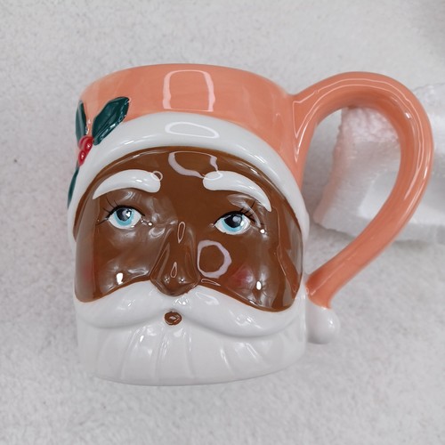 Lot Of Two Black Santa Mugs HGTV Home Collection New - Picture 2 of 9