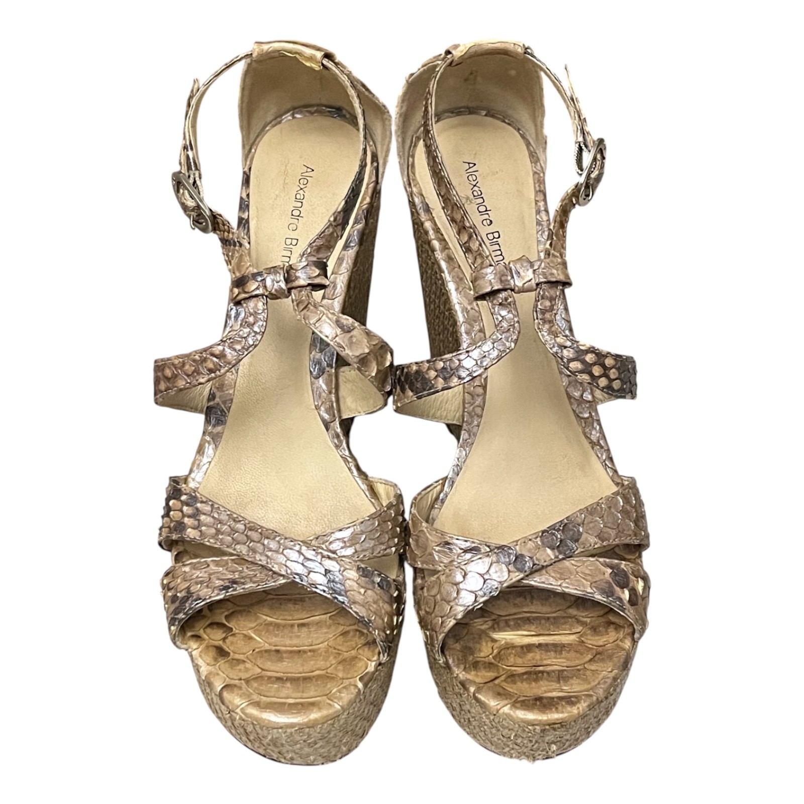 Alexandre Birman Python Wedge Sandals 7.5 Raffia … - image 2