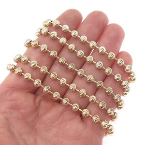 Authentic 925 Sterling Silver Gold Plated Diamond-Cut Ball Beaded Chain Necklace 36"