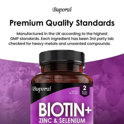 Biotin + Zinc + Selenium 120pcs, Promote Cell and Bone Health, Provide Energy