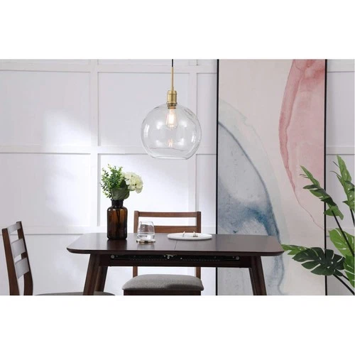 Living District Emett 1-Light Metal Pendant in Brass and Clear Glass - Picture 3 of 9