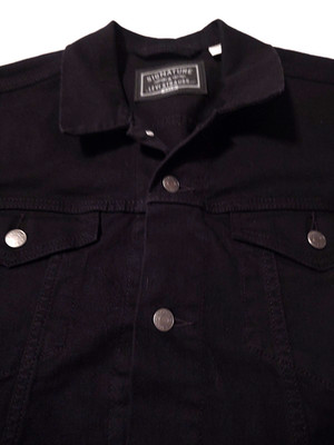 LEVI STRAUSS Steel Buttons THICK 99% Cotton (L) Black DENIM JEAN TRUCKER Jacket
