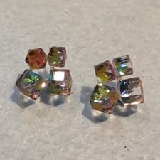 Multicolor Crystal Cube Cluster Stud Earrings...