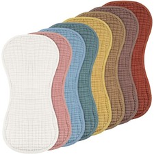 Frienda 8-Pack Muslin Burp Cloths for Baby, 10x20" Cotton, Absorbent, Unisex