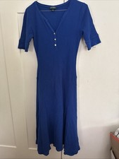 Lauren Ralph Lauren Women's Blue Cotton Knit Dress M