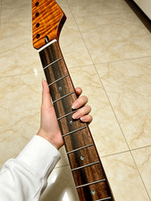 AAAAA Ebony Jumbo Stainless steel 22fret Roasted flame maple Guitar Neck 12in--