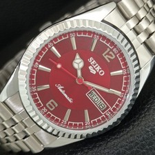 JAPAN VINTAGE REFURBISHED SEIKO 5 AUTOMATIC 6309A MENS RED DIAL WATCH a444424-1