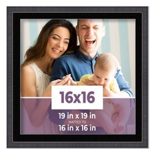 16x16 Frame Mahogany With Black Picture Mat For 16x16 Photo - Mahogany 19x19 Fra