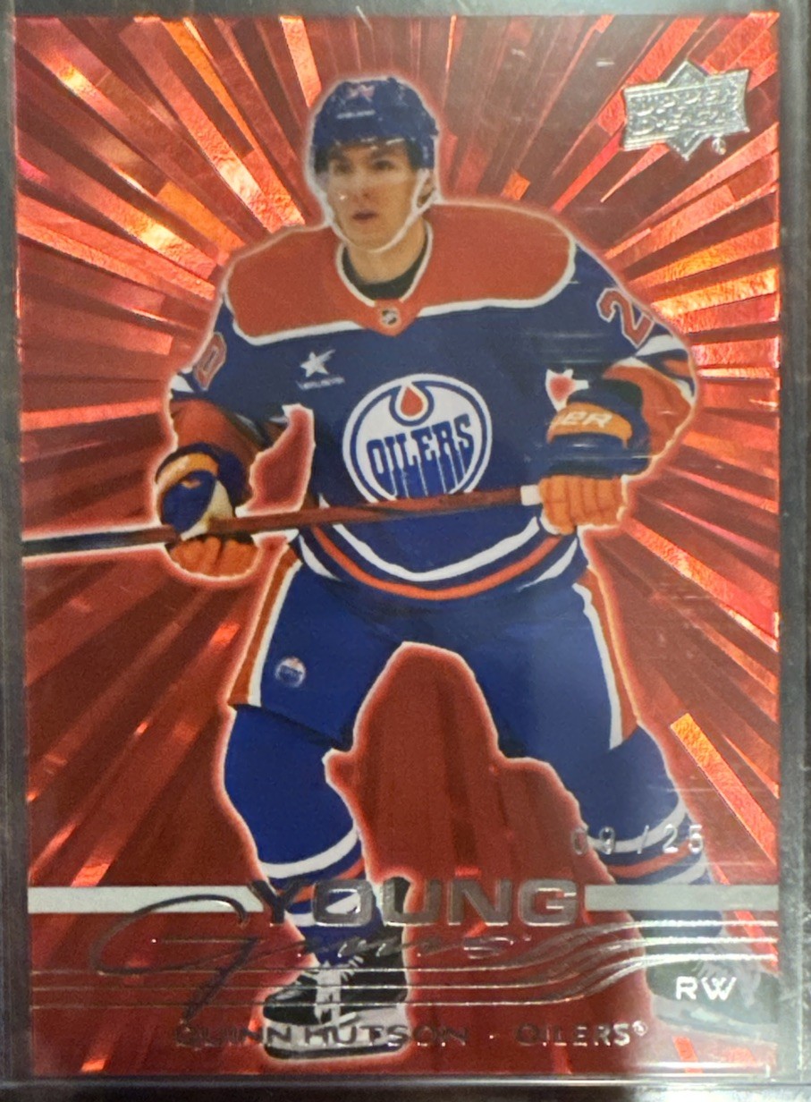 2025-26 Upper Deck Series 1 Quinn Hutson Young Guns Red Outburst #224 09/25 RC
