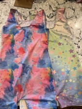 Gymnastic Leotard, Short Style, Set Of 2 For Girls Unicorn And Stars Size 8