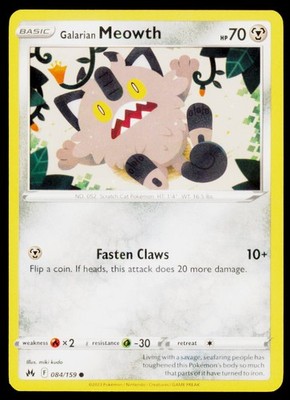 Galarian Meowth Common Crown Zenith 084/159 NM