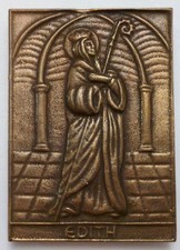 Repubblica Federale Tedesca, O.J., Religione, Santa EDITH in una volta a croce, 60 x 84 mm, fusione di bronzo