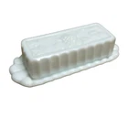 Vintage Westmoreland Paneled Grape White Milk Glass Covered Butter Dish