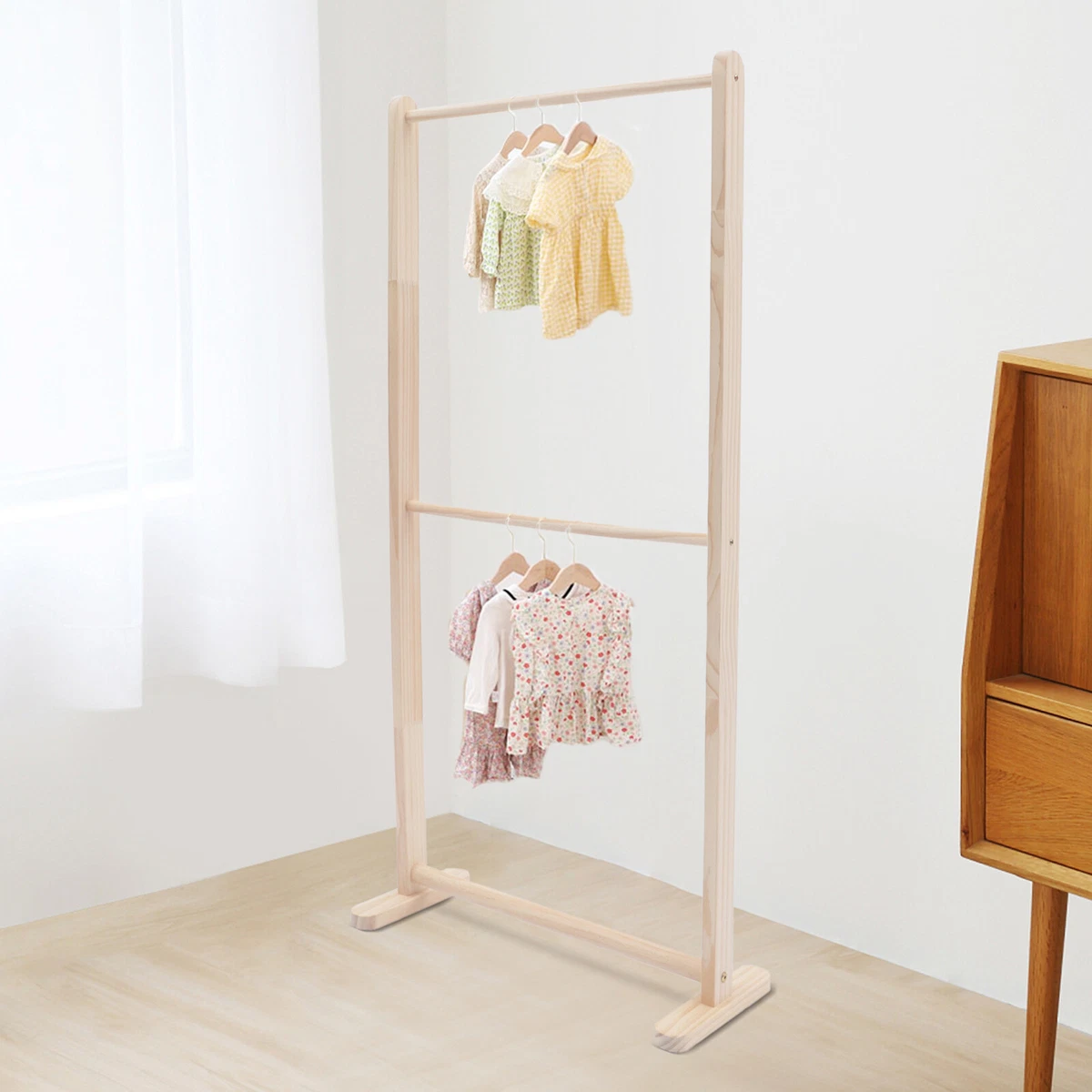 Children Wardrobe Wood Clothing Rack Wood Clothes Rack a 