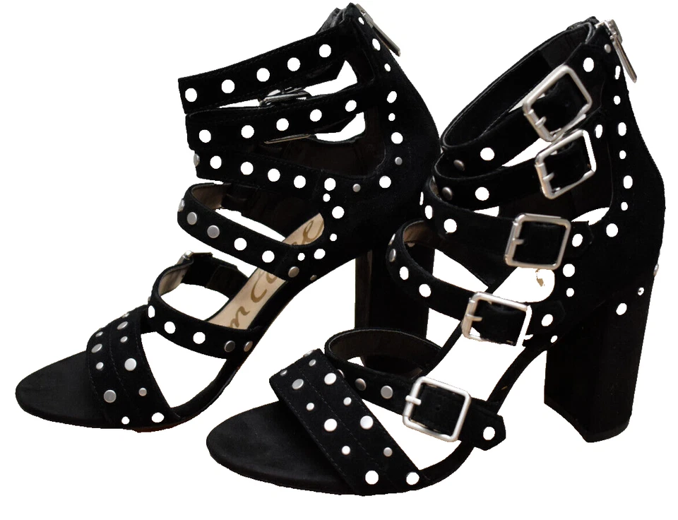 Sam Edelman York Suede Strappy Studded Sandals Black Size 7. 5 New! - Image 3 of 4