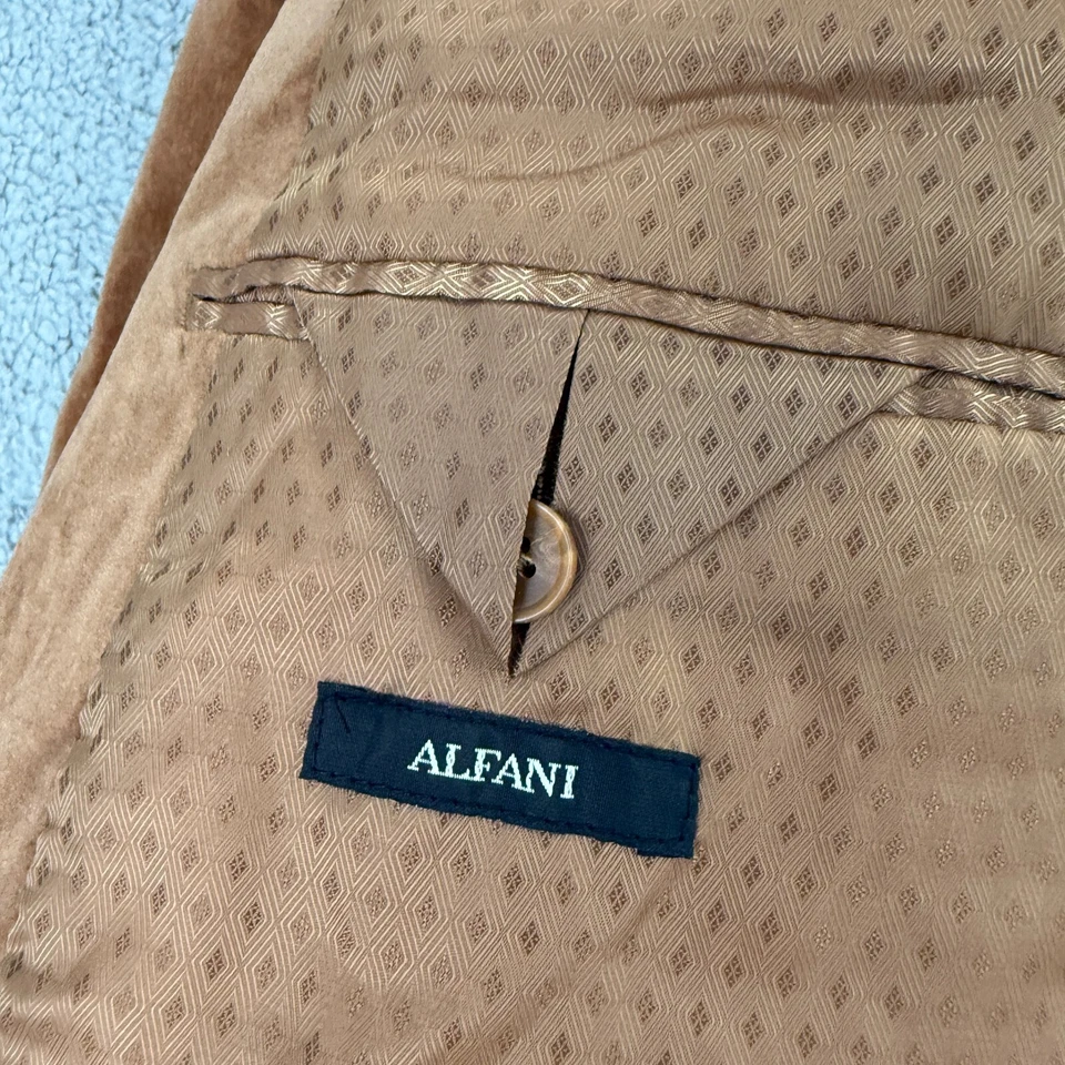 Blazer Alfani Para Hombres 2XL XXL Algodón Gamuza Tostado Marrón Traje Chaqueta Abrigo Deportivo Foto 3 de 4
