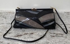 Vintage Jane Shilton Black Snakeskin Clutch Bag with Removable Shoulder Strap