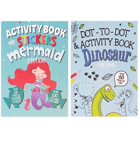 XLARGE A4 SIZE KIDS CHILDREN DINOSAUR MERMAIDS COLOURING ACTIVITY BOOK DOT 2 DOT - Picture 2 of 26