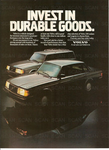 1987 Volvo Vintage Magazine Ad  Volvo Automotive Invest in Durable Goods