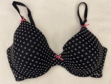 Betsey Johnson Black White Polka Dot Bra NWOT 34C