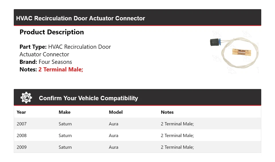 Conector actuador puerta recirculación HVAC Saturn Aura 2007-2009 4 estaciones Foto 2 de 4