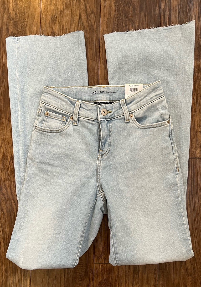 Inc International Concepts High Rise Flare Jeans in Medium Indigo Size 4/27  NWT