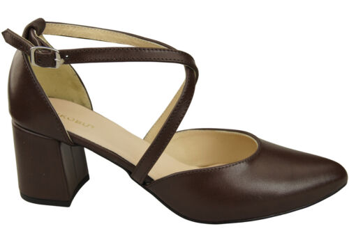 Elegantes sandalias de cuero con lado abierto en tacón estable 218 - Imagen 2 de 113