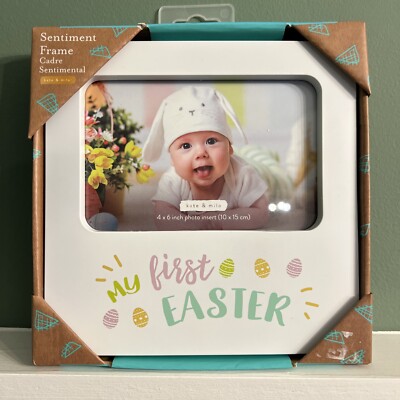 My First Easter Picture Frame Bunny Egg Sentiment Kate & Milo 4 X 6 Inch Photo 