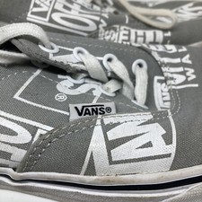 Vans Woman's Gray Canvas White Print Lace-up Sneakers Size 7
