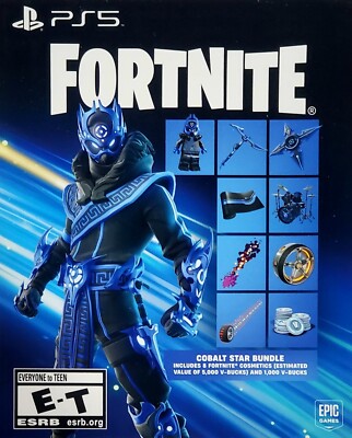 Fortnite Cobalt Star Bundle Code with 1000 V bucks for Sony Playstation 5 PS5