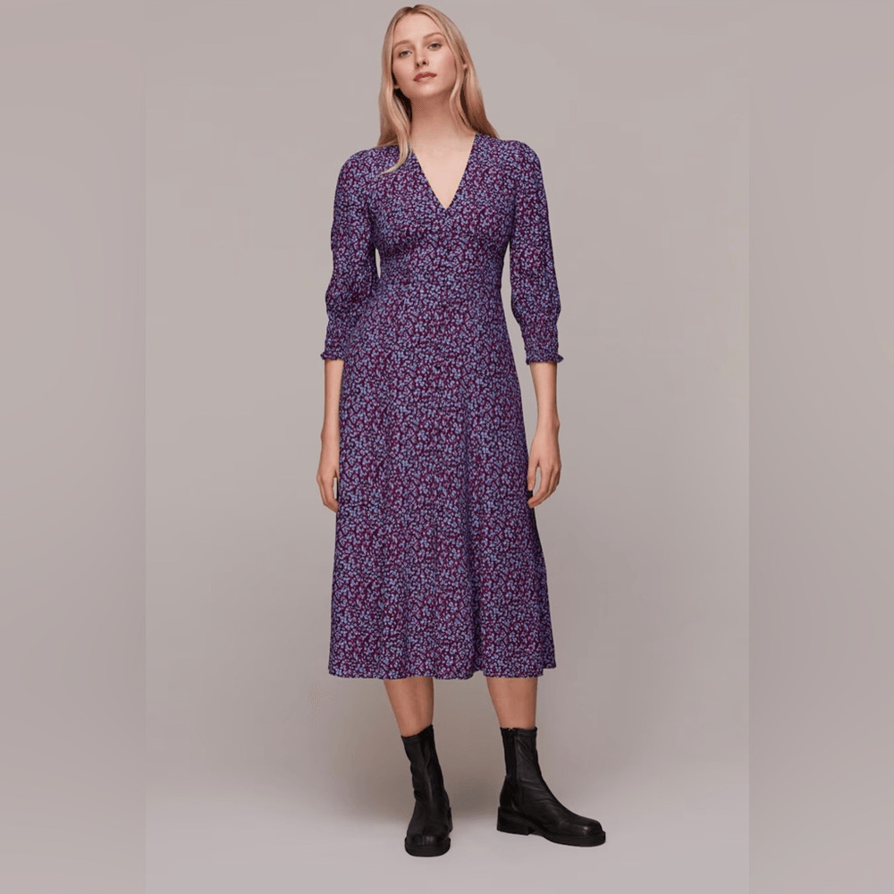 NEW Whistles Floral Garden Midi Dress | eBay