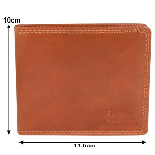MORUCHA Mens RFID Blocking Compact Genuine Smooth Leather Trifold Wallet M-110 - Picture 4 of 9