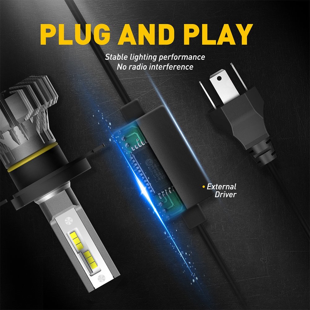 AUXITO H4/9003 LED Headlight Bulb Conversion Kit – 6000K White, 16000 Lumens, IP65 – X1 Series, 2-Year Warranty - View #2
